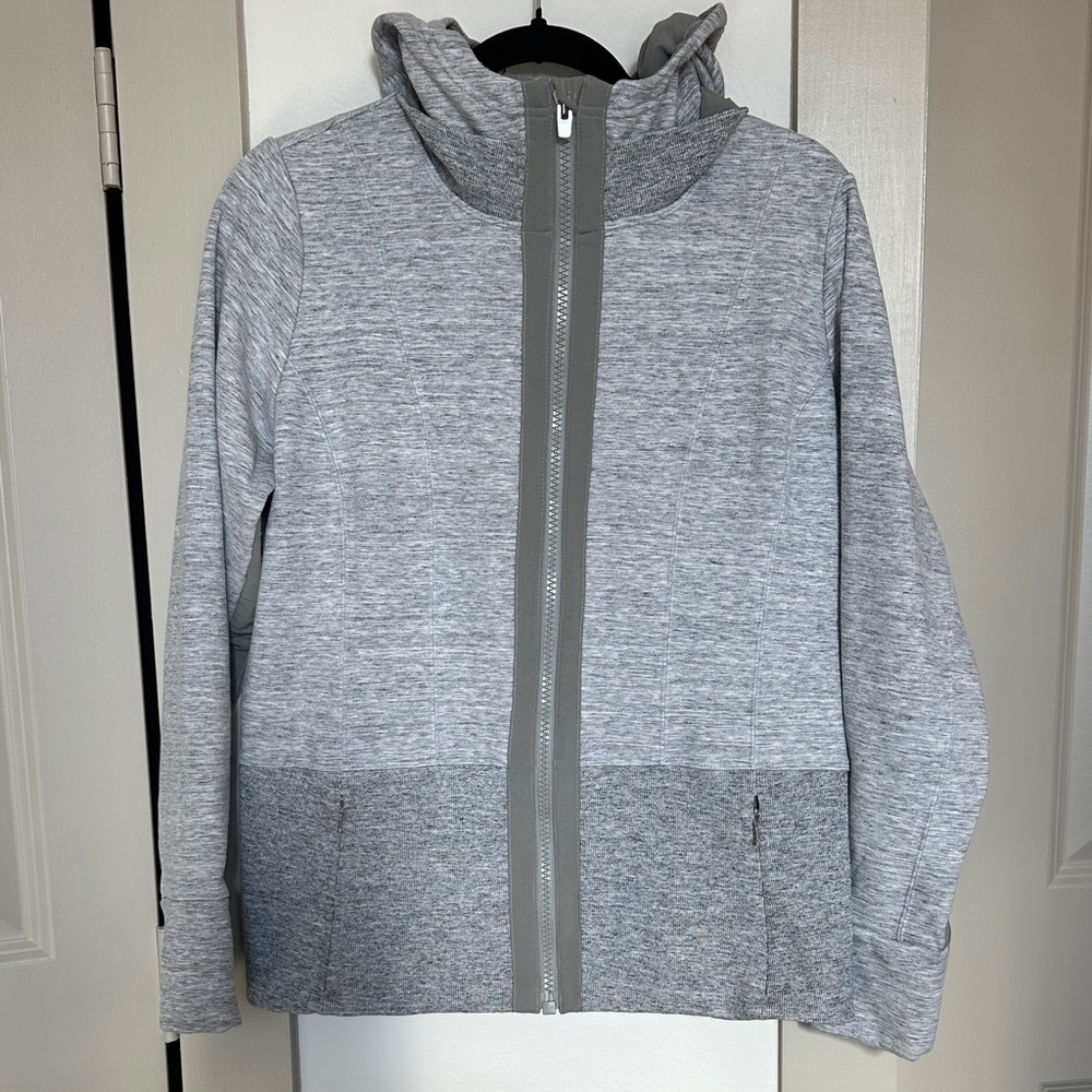 Athleta Fitted Victory Hoodie Jacket in heathered gray Size L